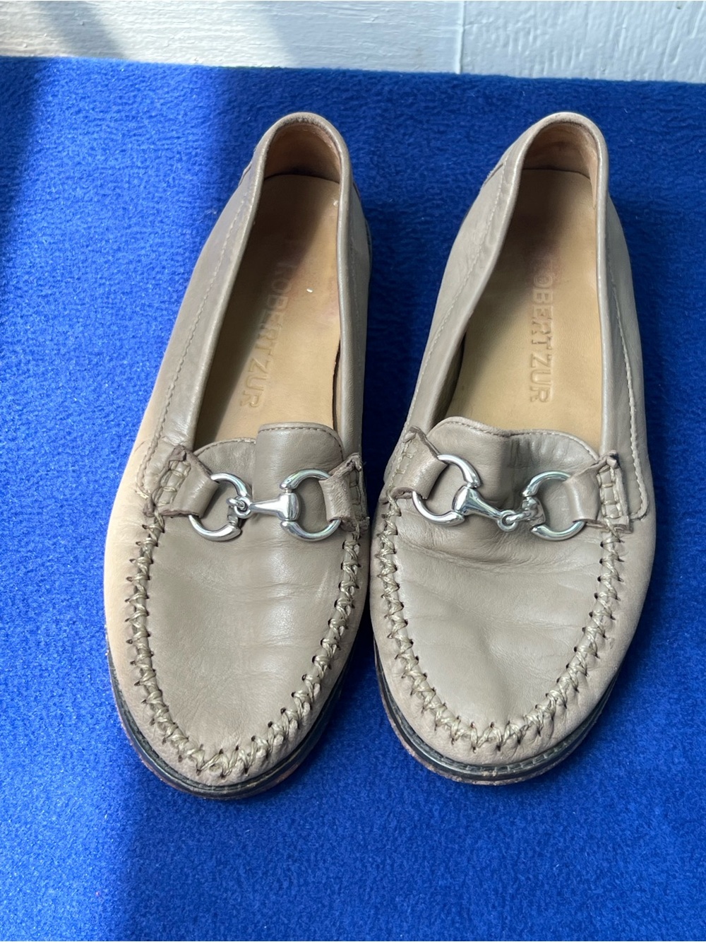 Robert Zur Taupe Leather Bit Loafers